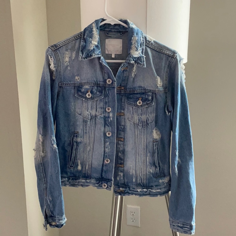 Zara Trafaluc distressed cropped Jean jacket